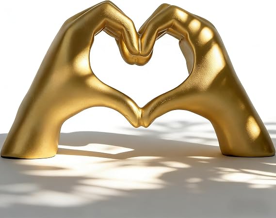 Small Gold Heart Hands Sculpture Decor