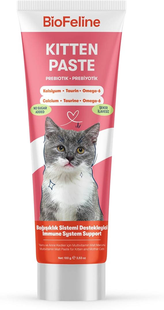 Biofeline Yavru Kedi Macun 100g ve Yavru ve Anne Kediler İçin Bağışıklık Sistemi Destekleyici Macun
