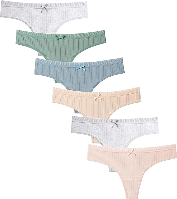 Kiench Teen Girls Thongs Underwear Cotton Panties for Teenager 10-18 Years Pack of 6