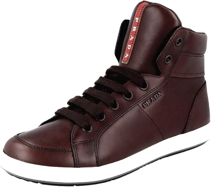 Prada Men's 4T2842 OLV F0192 Leather High-Top Trainers/Sneaker