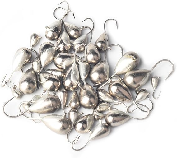 25Pack Unpainted Tungsten Ice Jigs Kits,2.7/3.2/4/5/5.5/6/7mm Tear Drop Tungsten Ice Fishing Jigs
