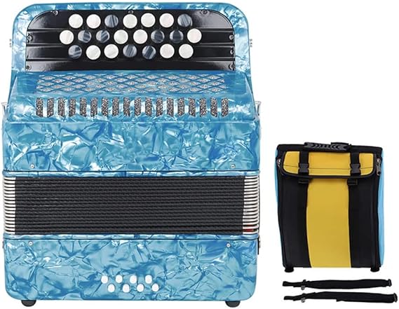 Bayan Accordion, 22 Button 8 Bass Professional Button Reed Accordion Instrument for Beginner Adults with Storage Bag (Color : Dark blue)