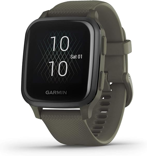 Garmin Venu Sq Music, GPS Smartwatch with Bright Touchscreen Display, Features Music and Up to 6 Days of Battery Life, Slate and Moss Green