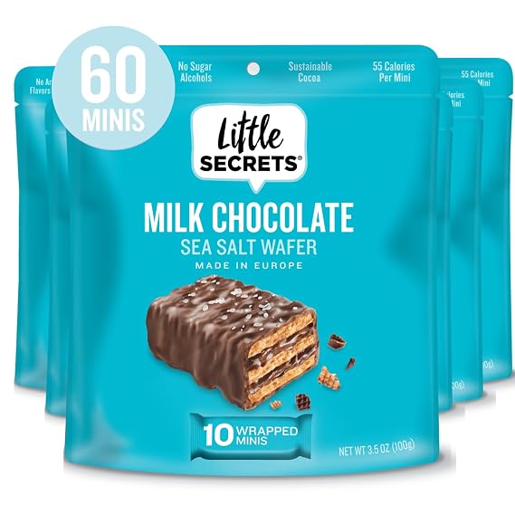Little Secrets | Milk Chocolate Crispy Wafers | 60 Minis | Made in Europe | Nothing Artificial & No Sugar Alcohols | Sustainable Cocoa | 3.5 Ounce, Pack of 6