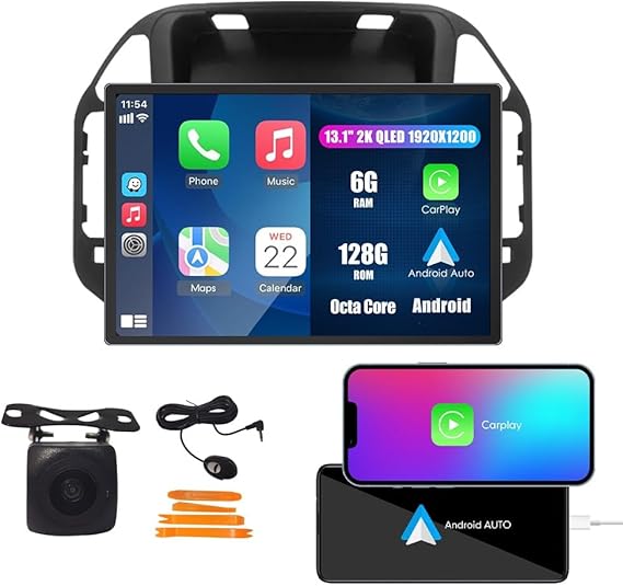 CarPlay Android Auto Navigation Stereo GPS Radio Camera Display 13.1" QLED Touchscreen Headunit Tablet Media Player for Mitsubishi Pajero V60 V68 V73 1999-2006, if Applicable Octa Core 6G+128G Black