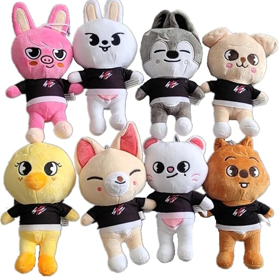 20cm Kpop Stray Kids SKZOO Plush Baby Toys Felix Chan Hyunjin Foxl.Ny Idol Star Cartoon Stuffed Doll with Tshirt (20cm Lee Know-Leebit Doll+Tshirt)