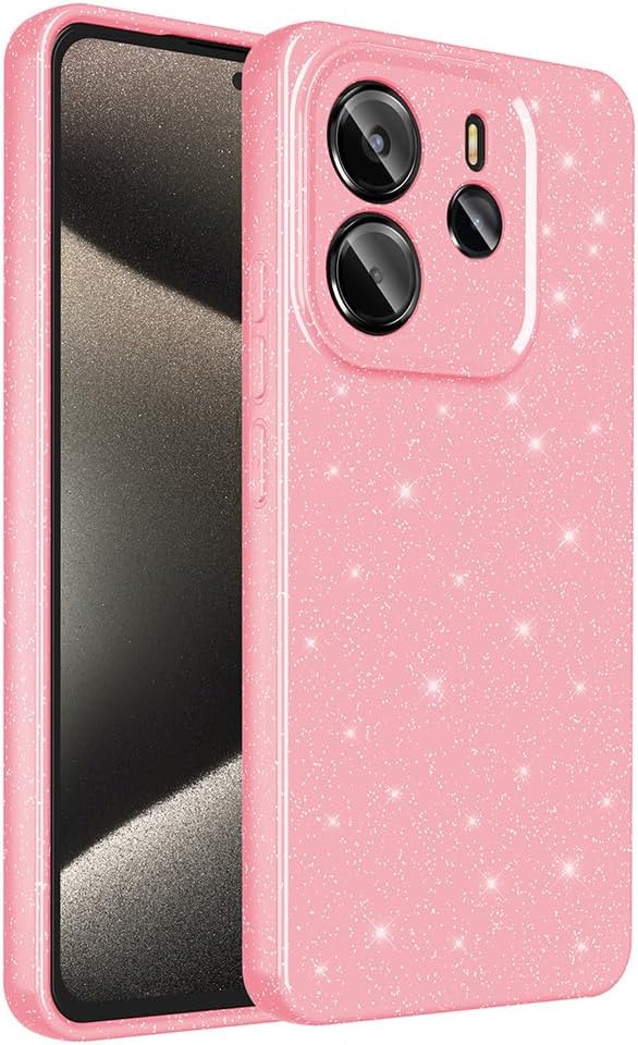 Compatible with Coverzone Xiaomi Redmi Note 14 5G Z-Jelly Case Camera Protected Glitter Shimmer Colorful Glossy Silicone Cover - Light Pink