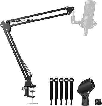 Mic Boom Arm Stand [MAX 3.3lbs ] Heavy Duty Microphone Holder Desk Mics Scissor Mount Streaming Accessories for Blue Yeti HyperX QuadCast S SoloCast snowball Fifine K669B AT2020 - Medium