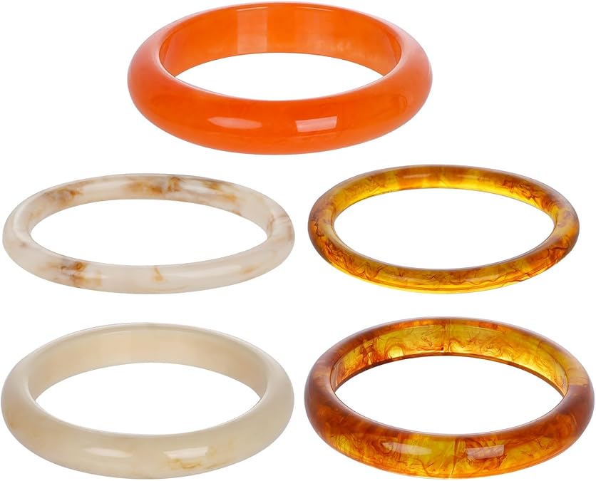 5 PCS Chunky Resin Bangle Set for Women Boho Vintage Jewelry