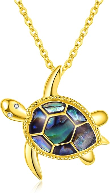 PRAYMOS Sea Turtle Necklace for Women 925 Sterling Silver Abalone Shell Turtle Jewelry Birthday Mothers Day Gifts Stocking Stuffers for Her