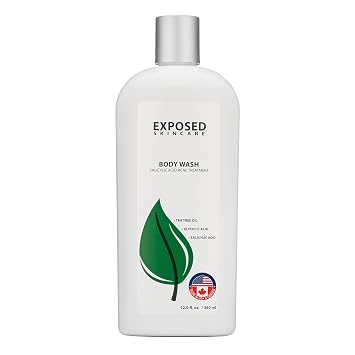 Exposed Skin Care, Body Acne Wash with Salicylic Acid, Glycolic Acid and Tea Tree Oil Tri-Powered Gentle Exfoliating Cleanser for Back, Chest and Body Acne Natural, Non-toxic and Cruelty Free