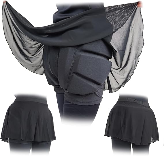 SKATING SPIRIT Padded Skating Shorts Protective Crash Pants Built-in Mash Skirt Covering Tailbone Hip Butt Pad