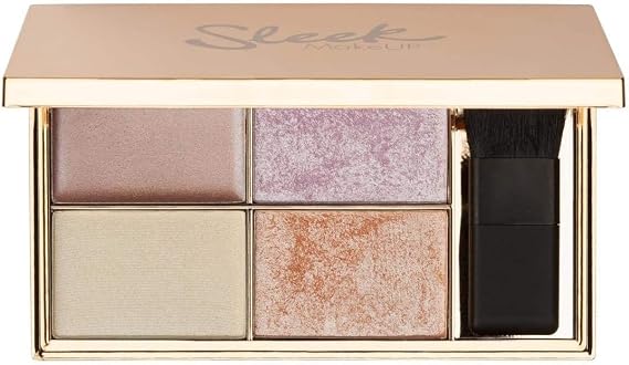 Sleek MakeUP Highlighting Palette, Four Dazzling Shades for a Supercharged Glow, Long Lasting and Lightweight, Intense Colour, Solstice