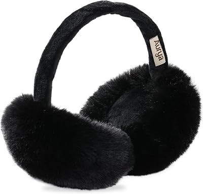 Aurya Ear Muffs, Foldable Fluffy Ear Warmer Winter Outdoor, Band Adjustable Earmuffs for Women