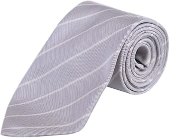 Pringle Of Scotland Men's 100% Silk Silver Beige Striped Neckwear Tie Cravat