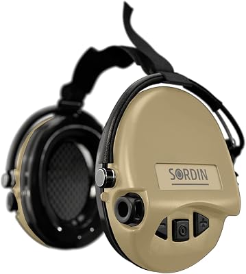 Sordin MIL AUX Ear Muffs - Active and Electronic Military Ear Defenders wNeckband - Tactical Earmuffs