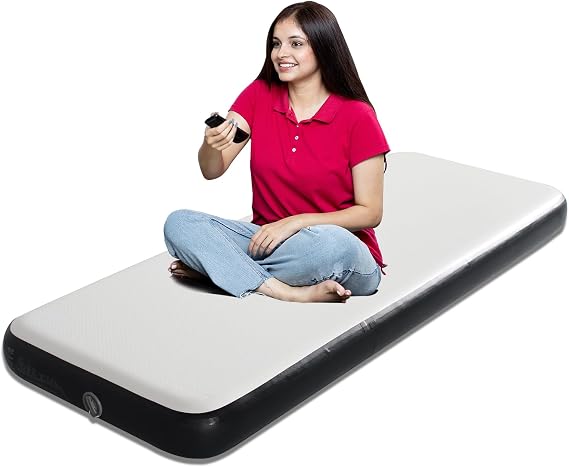 Twin Size Inflatable Air Bed Mattress, 8'' Elevated Pad, with Pump, Wood Grain, Hypo-Allergenic, Portable, Outdoor Camping Mat