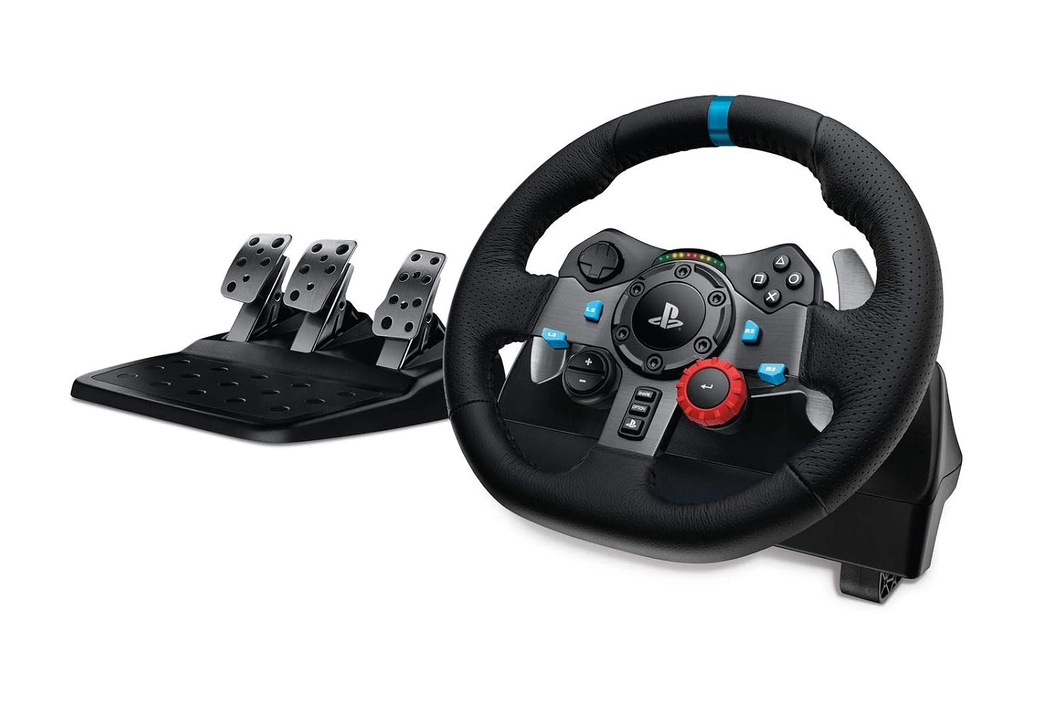 Logitech G29 Driving Force Racing Wheel and Floor Pedals, Real Force Feedback, Stainless Steel Paddle Shifters, Leather Steering Wheel Cover, Adjustable Floor Pedals, EU-Plug, PS4PS3PCMac, Black