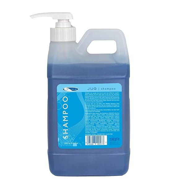 TRISWIM Swim Shampoo Chlorine Removal Jug 64oz with Pump | Removes Chlorine, Bromine, Mineral Build-up | Moisturizes with Aloe Vera & Vitamins | Perfect for Swimmers and Active Individuals