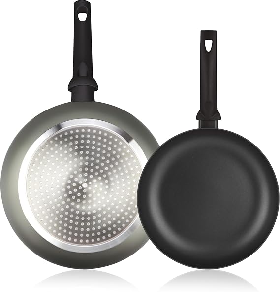 Giro Grey 20 + 24 cm Thick Pressed Aluminium Non-Stick Double Layer Frying Pan Set for All Hobs, Induction and Dishwasher