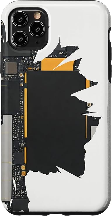Motherboard design with white background. Smartphone case for iPhone 11 Pro Max