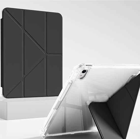 Coverzone iPad Air 13 ile Uyumlu 13 inç Kılıf 2024 A2899 Kalem Koyma Bölmeli Ultra Koruma Antişok Yatay Dikey Şekillerde Stand seçeneği Uyku Modlu New Attractive Smart Cover Kılıf Siyah