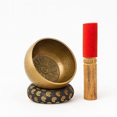 Tibetan Singing Bowl Set 4- Sound Healing Meditation with Mallet & Cushion| Spiritual Gift for Women and Men Handmade Yoga Accessories