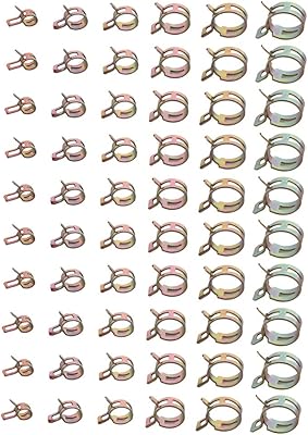Eowpower 60 Pieces Spring Band Type Clips Hose Line Water Pipe Air Tube Clamps Fasteners Assortment Kit 7 10 11 14 16 17mm