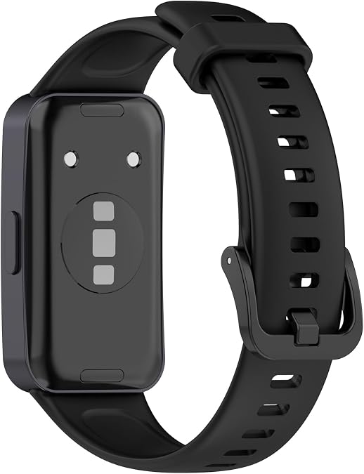 Replacement Silicone SmartBand Compatible with Huawei Band 9/9 NFC/ 8/NFC Wrist Strap Bracelet Bands, Soft And Durable(Black/Metal Head)