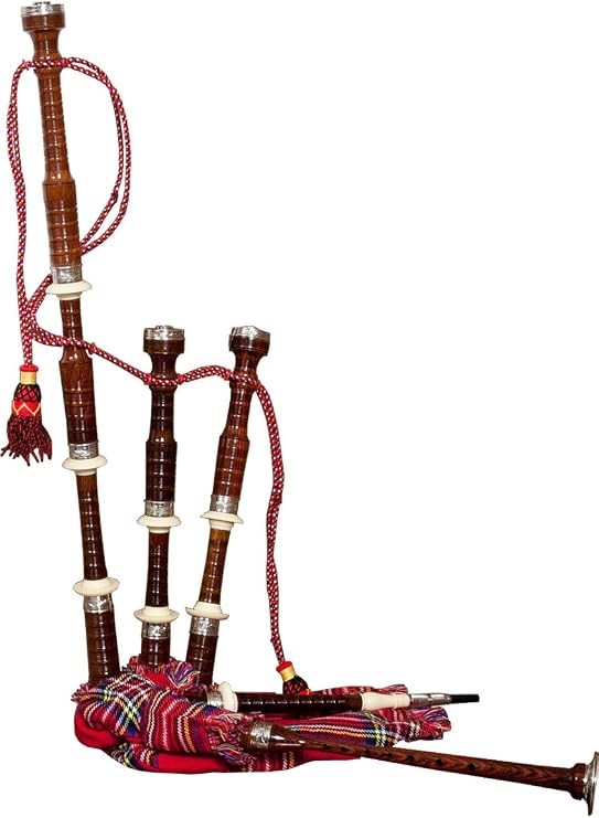 Full Size Bagpipe Engraved Nickel Plated w/Tartan Cover