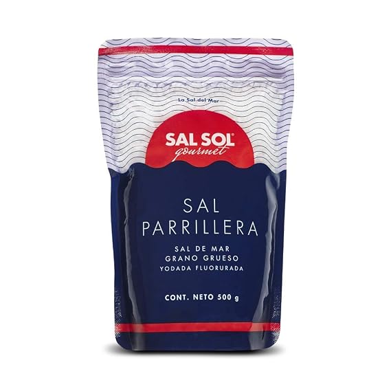 Sal Sol - Sal Parrillera, Natural Coarse Grained Mexican Yucatecan Sea Salt for Grilling and BBQ, 500 grams (Pack of 1)