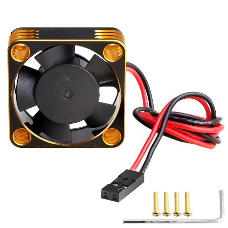 30mm RC Car Motor Cooling Fan Heatsink 28000RPM Brushless ESC Cooling Fan for RC Car Truck Buggy 1/8 1/10 540 550 Motors (Black-Gold)