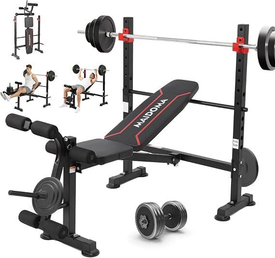 MAIDOMA 1500LBS Foldable 8 IN 1 Weight Bench with Upgraded Leg Extension