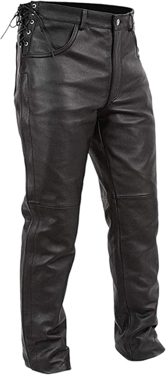 First Mfg Co - Baron - Men's Motorcycle Biker Riding Black Leather Pants