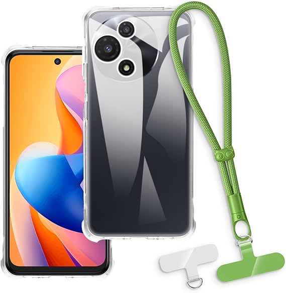 Case and Wrist Strap for Alcatel V3 Pro 5G - Clear+Green