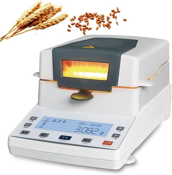 Digital Moisture Analyzer, Halogen Lamp Heating, Adjustable Temperature/Time, Measuring Range 5mg to 110g, Suitable for Food, Tea, and Experiments