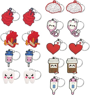 18 Pack Nurse Keychains - Care Key Chain Decorations, Cute Nursing Worker Accessories, Party Favors for Women Men Nurse Student Staff Assistant