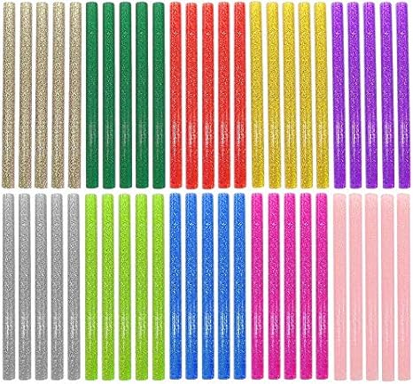 Color Hot Glue Sticks for Hot Glue Gun 50PCS Colored Hot Glue Gun Sticks 10 Colors Colorful Hot Glue Sticks (7mm/10colors,Glitter 50PCS)