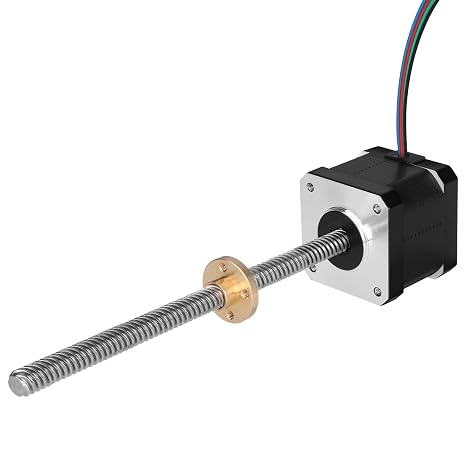 Nema 17 Stepper Motor TR8x8 300mm with T8 Lead Screw 42x39mm 0.44Nm | 42 Step Motor 62.31ozin 1.8 1.7A 2.2 Bipolar 2 Phase High Torque 4-Wire Cable 1M for 66D Printer DIY Robot CNC Machine