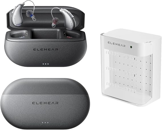 ELEHEAR-Beyond OTC Hearing Aids 2 Pcs with 1 Dry Box, AI Powered Speech Enhancement and Tinnitus Masking, Superior Sound Quality, Connectivity with iOS or Android via Bluetooth, for Seniors and Adults