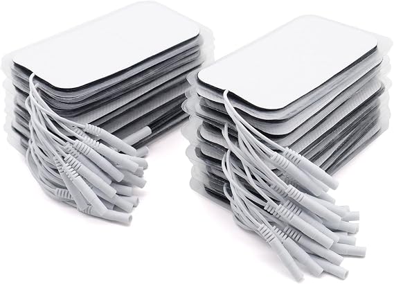 FunnAura 50 Pcs Large Electrode Tens Machine Pads, 2x4 Inch Self-Adhesive Tens Pads Replacement for 2mm Pin Electrotherapy
