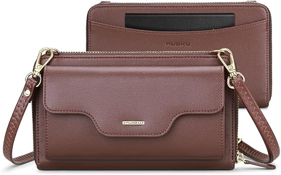 nuoku Passport Holder, RFID Blocking Passport Wallet with Zipper 2 Straps, Travel Document Organizer for Family, Coffee