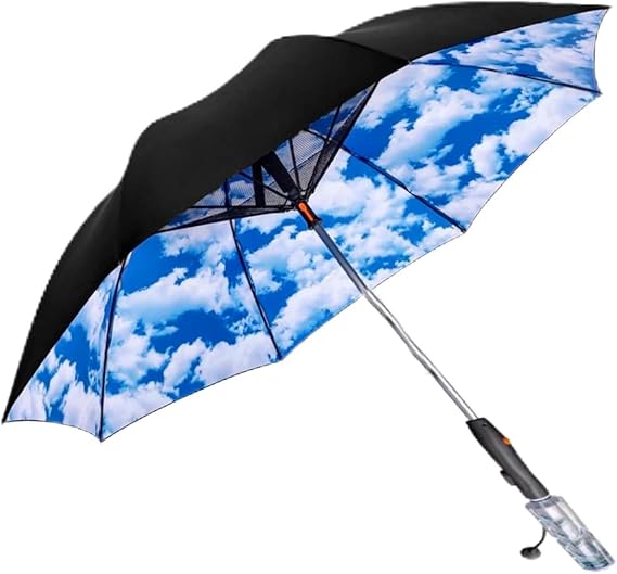 USB Rechargeable 3 In 1 Umbrella with Fan,3 in 1 Umbrella with Fan,Portable Misting Fan Umbrella,Folding Umbrella with Built In Fan,Misting Fan Umbrella With Uv Protection