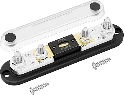 DaierTek ANL Fuse Holder with 600 Amp ANL Fuse M10 Stud Terminals Max 750A Marine ANL Fuse Block with Gold Plated 600A ANL Fuse for Automotive Car Truck Boat