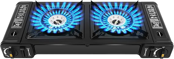 Burner Butane Stove, Portable Camping Cooktop with Carry Case, Gas Stove Auto Ignition Camping Burner LPG for RV, Apartments, Outdoor