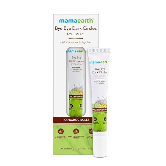 Mamaearth Eye Cream with Cucumber & Peptides, 20g | Lightweight cream texture suitable for daily skincare routines.