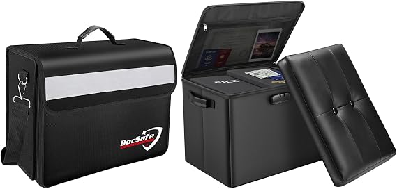 DocSafe Storage Ottoman with Lock+Fireproof Document Bag