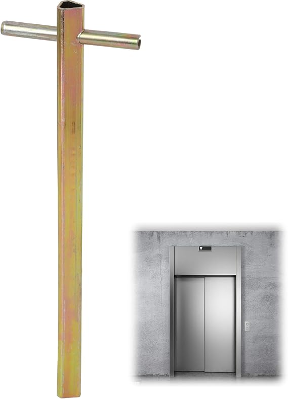 Triangular Elevator Door Key, 200mm Long Universal Lift Door Release Key, Heavy Duty Metal Emergency Drop Key for Elevator Access and Security, Manual Elevator Access