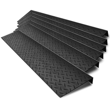 Spurtar Rubber Stair Treads 29.69" x 9.85" 6PCS Outdoor Stair Treads, Black