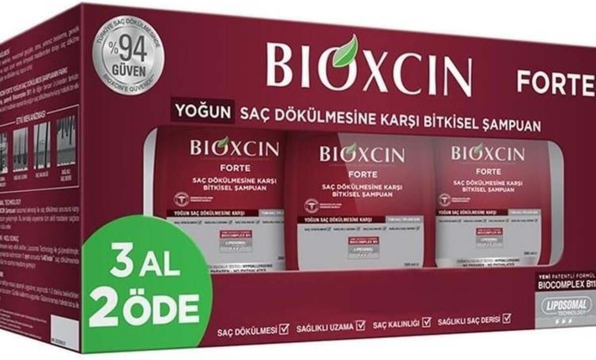 Bioxcin Forte Bitkisel Saç Dökülmesine Karşı Şampuan 3x300 ml 3 Al 2 Öde (Tüm Saç Tipleri İçin) e1